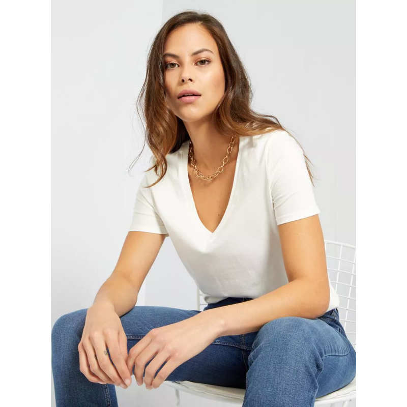 T-shirt col V en jersey
