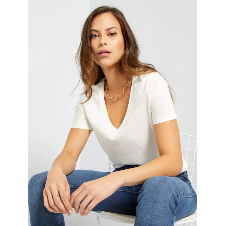 T-shirt col V en jersey